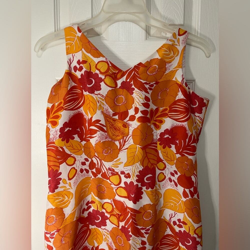 Bob Mackie Orange Red Floral Vintage Y2K Lightweight Mini Silk Dress 8 - Picture 2 of 5